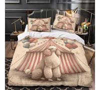XEFASIDBN Circus Dog Comforter Cover 3D Design Printed Durable 3 Pcs Bedding Set Zipper Vintage Illustration Duvet Cover Luxury Machine Washable for Kids Girls Boys Adults Women Teens King（220x240cm）