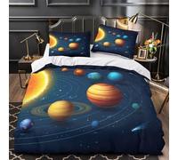 XEFASIDBN Solar System Planets Quilt Cover 3D Print Hypoallergenic 3PCs Bed Linen Hidden Zipper Comforter Cover Luxury Breathable for Adults Teens Women Kids Girls Boys Youth Single（135x200cm）