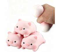 XEFOPQRST 3PCS Pink Flour Pig Toy, Durable Stress Relief Toy Fidgets for Anxiety, Soft TPR Squeeze Piggy Sensory Toys for Teenager & Adults, Anti-Peeling Design, Fun Office Desk Toys & Secret Santa