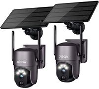 Xega 2Pack Smart Solar Security Camera Outdoor Wi-Fi 2K Super HD PTZ CCTV | Wireless Surveillance Camera Home Security Color Night Vision PIR Human Detection Two-way Audio Weatherproof