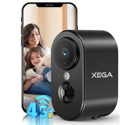 Xega 4G Cellular Security Camera with SIM Card Indoor, 2K Super HD LTE Indoor Security Camera Portable, 6000mAh Battery, PIR Motion Detection, 3MP Color Night Vision, 2-Way Audio, TF/Cloud, IP65