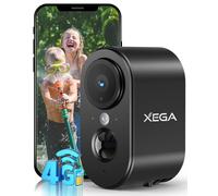 Xega 4G Cellular Security Camera with SIM Card Outdoor No Wi-Fi Portable | 2K HD LTE Security Camera, 6000mAh Battery, PIR Motion Detection, 3MP Color Night Vision, 2-Way Audio, TF/Cloud, IP65