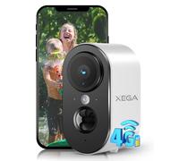 Xega 4G Cellular Security Camera with SIM Card Outdoor No Wi-Fi Portable | 2K HD LTE Security Camera, 6000mAh Battery, PIR Motion Detection, 3MP Color Night Vision, 2-Way Audio, TF/Cloud, IP65