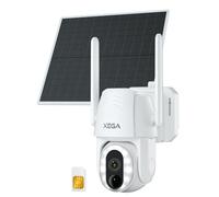 Xega 4G LTE Cellular Outdoor Security Camera with SIM Card, 500 Lumen Solar Powered Wireless CCTV, Motion Detection, Custom Detection Area, 2-Way Audio, Color Night Vision, IP66, No WiFi Support