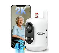 Xega 4G LTE Cellular Security Camera Indoor with SIM Card, 2K Wireless No WiFi Camera for Baby/Pet/Elderly with Phone App, 355°P/60°T, 6000mAh Battery, PIR Detection, Cloud/TF Storage, Not Waterproof