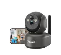 Xega 4G LTE Cellular Security Camera, No WiFi Battery Powered Wireless CCTV for Outdoor Indoor Home/Pet/Baby/Garage, 2K HD PTZ Camera, Motion Detection, Night Vision, Cloud/TF, SIM Card Pre-inserted