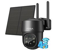 Xega 4G LTE Cellular Security Camera Solar With SIM Card, Outdoor Wireless No WiFi Security Cam CCTV, 2K HD PTZ Night Vision Motion Detection Notification Alarm TF&Cloud Storage(Not Support WiFi)