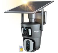 Xega 4G LTE Security Camera No WiFi【Dual Lens】 Solar Powered Cellular Security Camera Wireless Outdoor 1080P 360° View Dual Screen Color Night Vision Two-Way Audio IP66 Waterproof