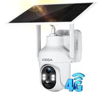 Xega 4G Lte Security Camera Outdoor With SIM Card, Solar Powered Wireless CCTV Work Without WiFi, 2K HD No WiFi Security Camera with PTZ Motion Detection Spotlight & Siren Alert TF&Cloud Storage IP66