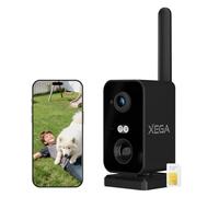 Xega 4G Portable Cellular Security Cameras with SIM Card, NO Wi-Fi CCTV Camera, 180° Rotation, 10000 mAh Battery, 2K Color Night Vision, Motion Detection,2-Way Talk, Cloud/SD IP66, for Indoor/Outdoor