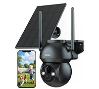 Xega Solar WiFi Camera Outdoor Wireless, 2K PTZ CCTV Camera with Rechargeable Battery & Solar Panel, Color Night Vision, PIR Motion Detection, 2-Way Audio Spotlight & Siren, TF/Cloud Sttorage IP66