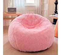 XeGe Faux Fur Comfy Bean Bag Cover for Living Room(No Filler), Fluffy Stuffed Animal Storage Bean Bag Chair Cover Home Decor, Furry Fuzzy Big Gaming Beanbag Cover Adults Kids Girls, Anti-slip, Pink