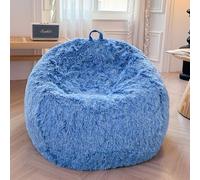 XeGe Faux Fur Comfy Bean Bag Cover(No Filler), Fluffy Stuffed Animal Storage Bean Bag Chair Cover for Bedroom, Furry Fuzzy Big Gaming Beanbag Cover Adults Teens Girls, Anti-slip, Ombre Cobalt Blue