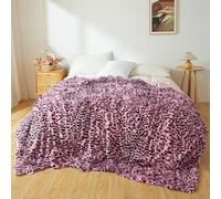 XeGe Fluffy Faux Fur Cheetah Print Bed Blanket, Soft Plush Fuzzy Leopard Throw for Couch Sofa Kid Girl Adult, Furry Blanket for Bedroom Living Room College Dorm, Pink and Black, 172x228cm, Twin/Double