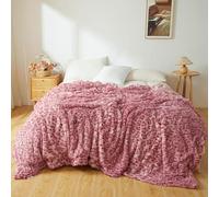 XeGe Fluffy Faux Fur Cheetah Print Bed Blanket, Soft Plush Fuzzy Leopard Throw for Couch Sofa Kids Girls Adults, Furry Throw Blanket for Bedroom Living Room College Dorm, Pink, 172x228cm, Twin/Double