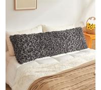XeGe Fluffy Faux Fur Cheetah Print Body Pillow Cover, 4.6ft, Light Grey