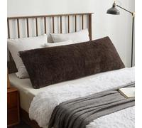 XeGe Long Fluffy Bolster Pillowcase, Faux Fur Body Pillow Cover with Zipper Closure, Plush Shaggy Standard Bolster Pillow Case for Pregnant Maternity Side Sleeper, 4.6ft, Coffee