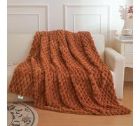XeGe Luxury Bubble Faux Rabbit Fur Throw Blanket 130x150cm, Burnt Orange