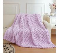 XeGe Luxury Bubble Fluffy Faux Rabbit Fur Throw Blanket 130x150cm, Lavender | Double-Sided, Skin-Friendly, No-Shed, Machine Washable, Dreamy Light Purple Plush Furry Throw for Kids Teens Girls Women