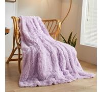 XeGe Luxury Faux Fur Bed Blanket, Soft Lavender Fluffy Throw, Shaggy Plush Decorative Couch Blanket, Furry Fuzzy Throw for Bed Bedroom Living Room Light Purple, Twin/Double