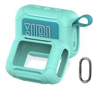 XEGIMOR Silicone Case for JBL Go 5 Bluetooth Speaker, Protective Case with Metal Carabiner, Shockproof and Anti-Scratch Cover (Teal)