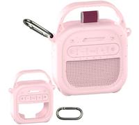 XEGIMOR Silicone Cover Case for Bose New SoundLink Micro 2nd Gen Portable Bluetooth Speaker, Protective Soft Silicone Case with Handle and Metal Carabiner (Pink)