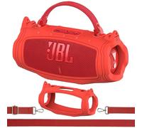 XEGIMOR Silicone Cover Case for JBL Charge 6 Portable Bluetooth Speaker Accessories, Charge 6 Speaker Protective Case with Shoulder Strap (Red Cover)