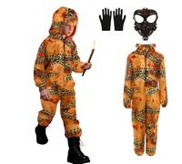 XehCaol Childs Zombie Costume Hazmat Suit Costume with Mask Gloves Kids Protective Onesie for Role Play Halloween Theme Party Birthday Masquerade (Medium)