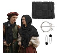 XehCaol Medieval Costume Cloak Post Apocalyptic Shawl Scarf Men Women Hood Cape Accessories for Halloween (Black, One Size)