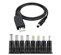 Xeingyee USB to DC 12V Fast Charging Cable 1m 5.5 X 2.1mm Plug Adapter Universal USB to DC Power Chager Cord with 8 Interchageable Dc Connectors for Keyboard Speakers Laptops Router Toys