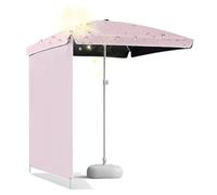 XEISYO 2x2m Square Camping Parasol, Portable UV Protective Sun Shelter with Detachable Sidewall for Market Stall, Garden, Outdoor Activities, Without a Water-Filled Base (Pink)