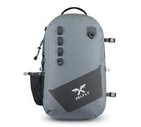 Xelfly Waterproof Fishing Backpack with Rod Holder, Inflatable Air Valve, Gear Loops, Submersible Zipper (Gray), Gray, Modern