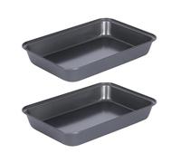 Xelmorant 2 Pcs Non-Stick Baking Trays, Oven Trays, Durable Carbon Steel Bakeware with Non-Stick Coating for Easy Release, Oven Tray for Roasting and Baking in The Oven (37.5x25.5x5cm)