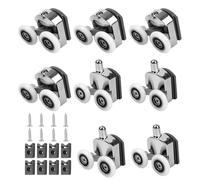 Xelmorant 8 Pcs Curved Shower Door Rollers 23mm Wheels Anti-Collision Block & Screws - Double Wheel Replacement Parts, Easy to Move & Low Noise