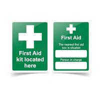 Xelmorant First Aid Kit Signs - Durable Vinyl Decal Stickers with Removable Adhesive (2 Pack)