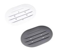 Xelmorant Silicone Soap Dish Set, Non-Slip Holder with Self-Draining System, Ideal for Bathroom & Kitchen, Includes 2 Flexible Holders