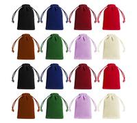 Xelsluthe 16 Pack Jewellery Pouches, Dice Bag, Velvet Drawstring Bags, Mini Velvet Pouch, 9x7 Cm Velour Storage Bags for Dice, Crystals, Gift Packaging, 8 Colors