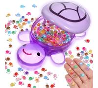 Xelsluthe 200 Mini Turtles, Resin Turtles with 1 Jumbo Turtle, Glow in the Dark Multicolor Turtle for Fairy Garden Dollhouse Micro Landscaping Crafts