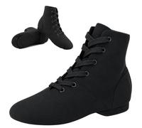 XEM Jazz Boots Dance Shoes for girls Lace up Flat | Split Sole, Canvas, Ballroom, Over the Ankle, Suede Sole, for studio classes and musical theatre rehearsals