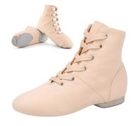 XEM Jazz Boots Dance Shoes for girls Lace up Flat | Split Sole, Canvas, Ballroom, Over the Ankle, Suede Sole, for studio classes and musical theatre rehearsals