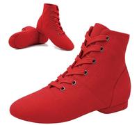 XEM Jazz Boots Dance Shoes for girls Lace up Flat | Split Sole, Canvas, Ballroom, Over the Ankle, Suede Sole, for studio classes and musical theatre rehearsals