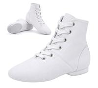 XEM Jazz Boots Dance Shoes for girls Lace up Flat | Split Sole, Canvas, Ballroom, Over the Ankle, Suede Sole, for studio classes and musical theatre rehearsals