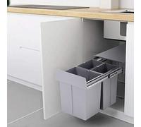 XEMQENER 40L Kitchen Pull out Bin Kitchen Under Sink Bin with Sliding Buffer 3 Removable Compartments Cupboard Waste Dust Bins Recycle Bins for 300-400mm Wide Cabinet