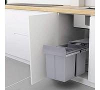 XEMQENER 40L Pull Out Kitchen Bin Double Compartment for Recycling Waste | 2*20L Removable 2 Bin with Handle, with Sliding Buffer, Waste System for Cupboard, Fits 400mm Wide Cabinet