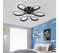 XEMQENER LED Ceiling Light, Modern 74W Ceiling Lights Fixture Elegant Flower Design, Acrylic Flush Mount Chandelier Pendant Light for Living Room Bedroom Dining Room, 6000K Cool White Light Only,Black