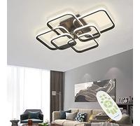 XEMQENER LED Dimmable Ceiling Lights with Remote, Chandelier Light with 6 Squares - Flush Mount Ceiling Lamp for Living Room, Kitchen, Office, Bedroom, Dining Room (2800k-6000k, Black, 10-20㎡)