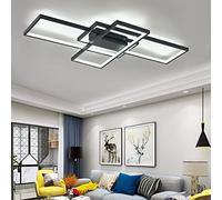 XEMQENER Modern LED Ceiling Light, 113W Ceiling Lamp with 3 Squares Cool White Light, Simple Design Flush Mount Ceiling Lights Fixture for Bedroom Living Room Kitchen Hallway Dining Room 110cm Black