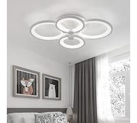 XEMQENER Modern LED Ceiling Light, Flush Mount Lighting Fixture with 4 White Rings, Acrylic Chandelier Lamp for Living Room, Bedroom, Lounge and Dinning Room, Cool White Light Only