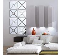 Xemz 3D Mirror Wall Stickers, Acrylic Square Geometric Pattern DIY Art Decals, Self Adhesive Mirror Plastic Wall Sheet Tiles Home Decoration for Living Room Bedroom Stair Wall Decor (Triangle- 8pcs)