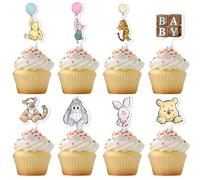 Xendelow compatible with 48PCS Classic Winnie Cupcake Topper, Winnie Cupcake Topper for Baby Showers, The Pooh Birthday Decorations, The Pooh Baby Shower Toppers, Babies Gender Reveal First Birthday